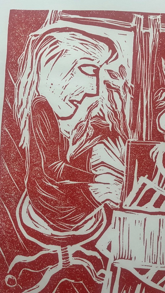 Expressive houtsnede van Thea van Doorn - zonder titel – Litho's & Zeefdrukken, Paper (photo 4 of 5)