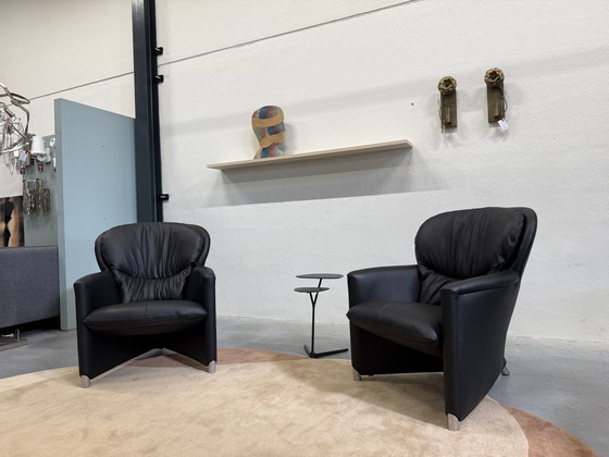 Image 1 of 2 Leolux Excalibur fauteuils zwart leer