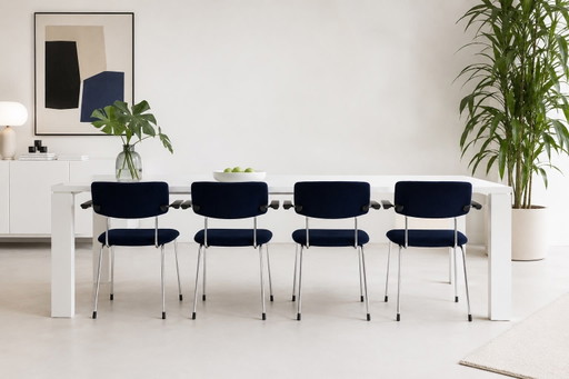 4 Gispen 1235 Stoelen Nieuw Gestoffeerd Keymer – eetkamerstoelen, Chrome, Textile (photo 2 of 15)