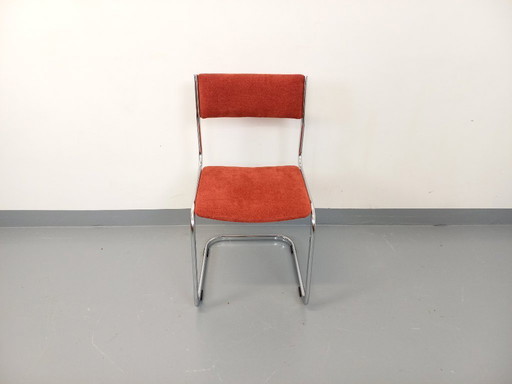 Chaise luge vintage en métal chromé et tissu des années 70 