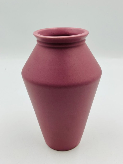 Vintage matte powder pink ceramic vase