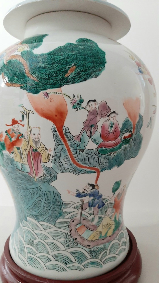 Image 1 of Chinese lidded pot XL Famille rose, midcentury