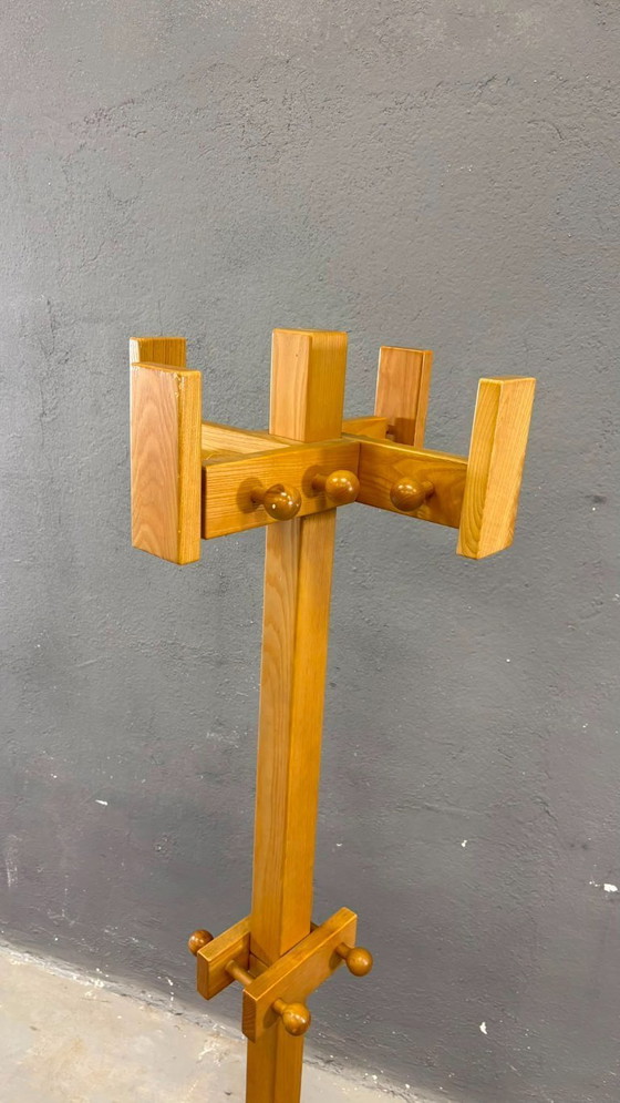 Image 1 of Freestanding Mid-Century Pine Coat Rack, Solid Wood, 1970s, Europe