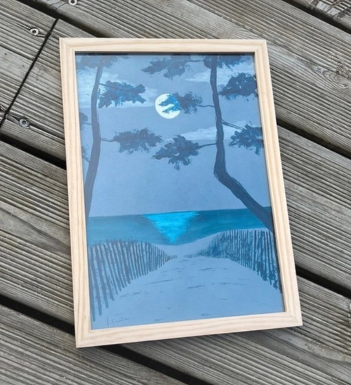 Ink on blue-tinted paper. Size 30x21cm.