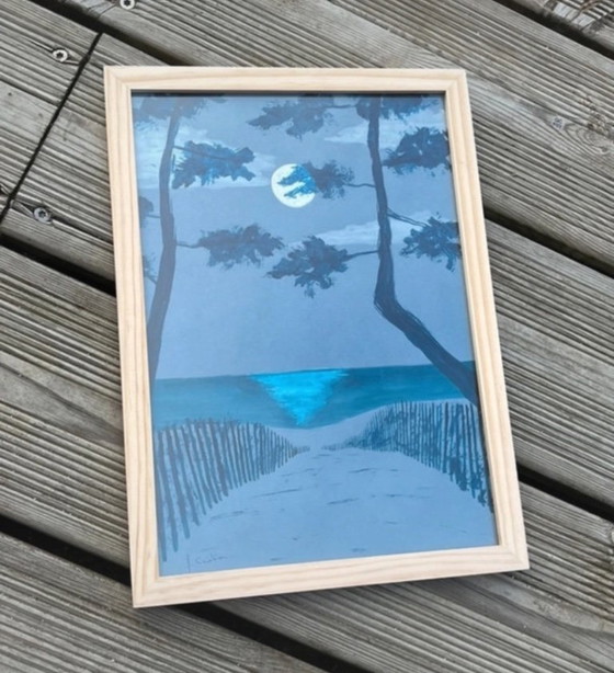 Image 1 of Inchiostro su carta tinta di blu. Dimensioni 30x21 cm.