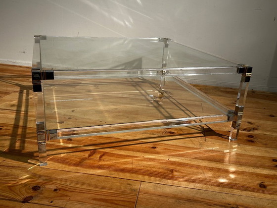 Vintage Coffeetable, Plexiglas Met 2 Glazen Leggers '80's – Salontafels (photo 13 of 15)