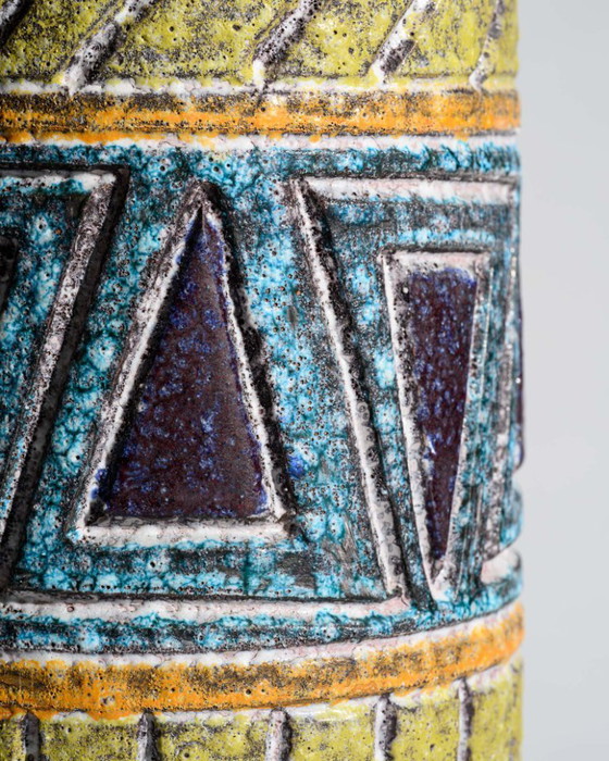 Image 1 of Alla Moda Fratelli Fanciullacci Attributed Geometric Floor Vase Lava Glaze Italy