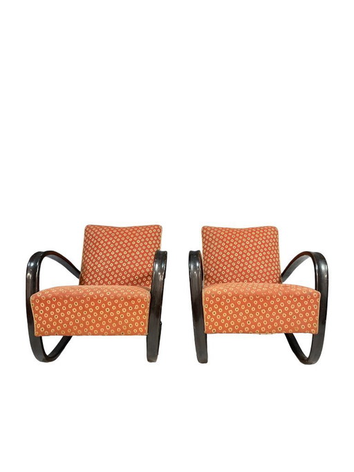 Pair of H269 Lounge Chairs by Jindřich Halabala, Czechoslovakia, 1930s