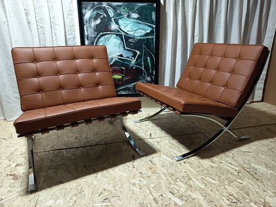 Image 1 of Sillones KNOLL Studio Barcelona (NUEVA Serie 2026) en piel natural (color coñac)