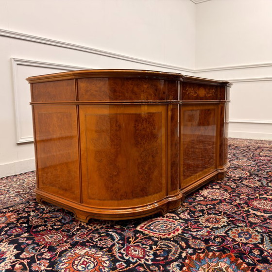Antique Classic Italian Desk with Back Panel – Wood, Brass (photo 8 of 20)