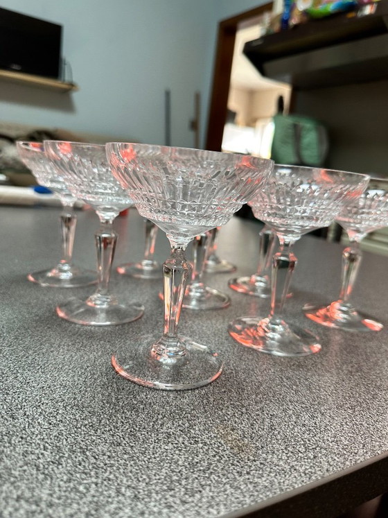 9x Val Saint Lambert kristallen champagnecoupes – Service Mery (Art Deco) – Glazen & Karaffen, Crystal (photo 4 of 7)