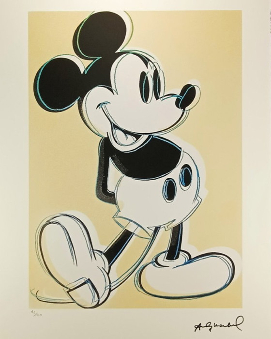 Image 1 of 1980s Andy Warhol "Mickey Mouse" Limited Series Lithograph - Leo Castelli - New York - Numbered in Pencil.