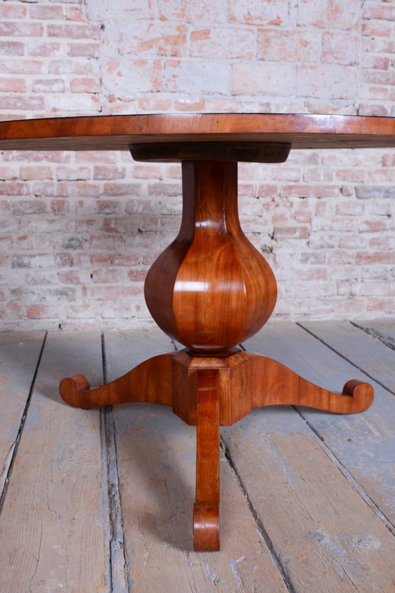 Table de salle à manger Biedermeier restaurée, en bois de cerisier, d'origine polonaise et autrichienne, (photo 13 of 16)