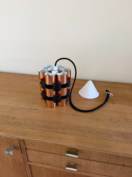 Image 1 of Vintage Werner Schou Coronell Elektro messing hanglamp – Deens design uit het midden van de 20e eeuw