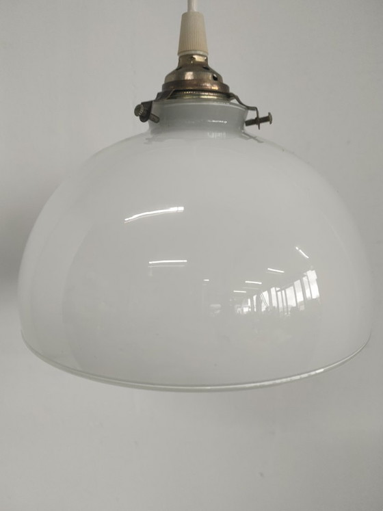 Image 1 of Vintage Ceiling Lamp Pendant Lamp (Opal Glass/Brass)