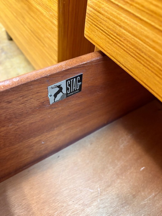 Image 1 of Mid Century Retro Teak Pair of Chest of Drawers by Stag (Circa 1970)  A fantastic pair of mid century modern teak chests of draw
