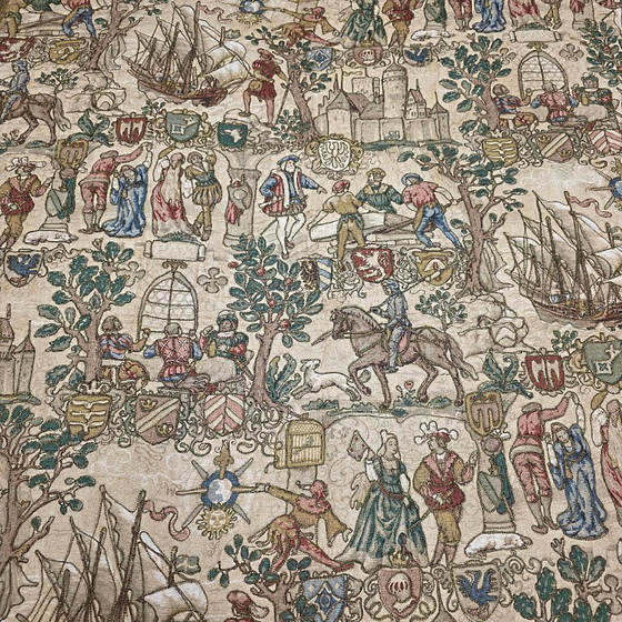 Image 1 of Vintage Rosel wandkleed met Middeleeuws decor, jaren 50