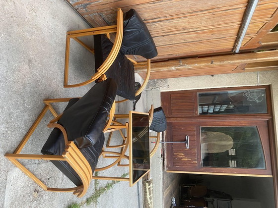 Mid-Century Leather Sofa, Armchair and Table, Set of 4 – Lounge sets, Mid Century Modern (photo 5 of 8)