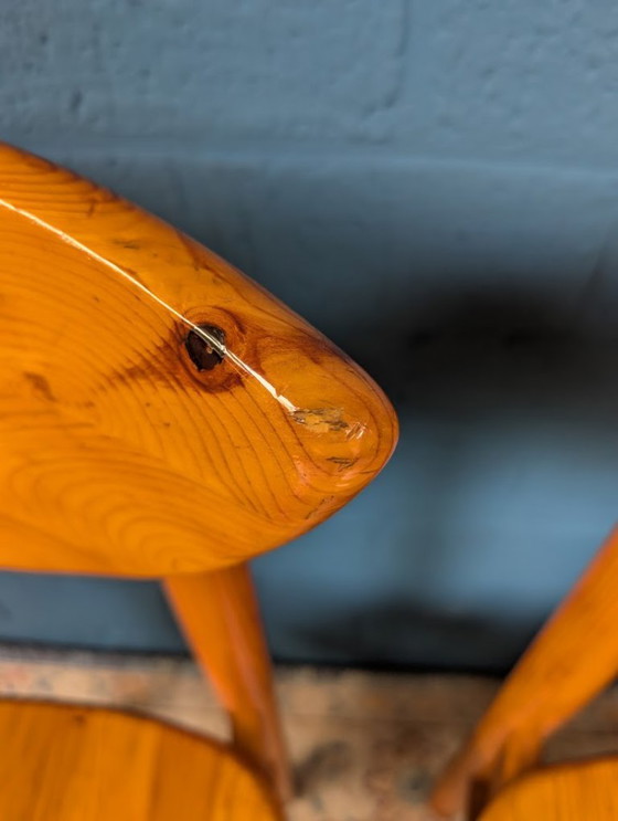 Image 1 of Vintage grenen eettafel met vier stoelen, jaren 70