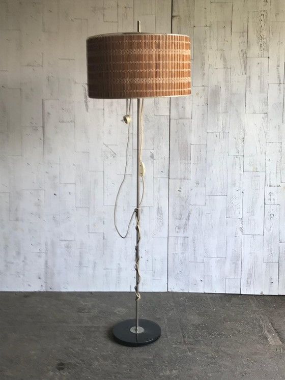 Lampada da Terra Mid-Century con Paralume in Legno, Anni '50 – Lampade da terra, Mid Century Modern (photo 2 of 5)