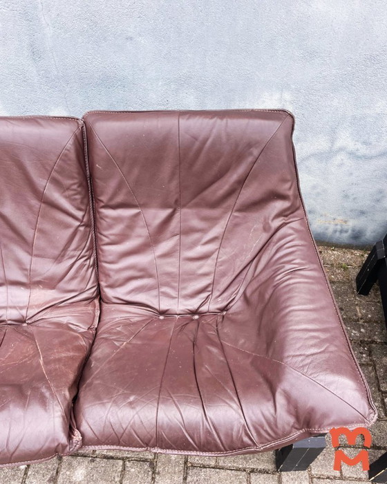 Image 1 of Vintage leren brutalist bank (2 stuks)