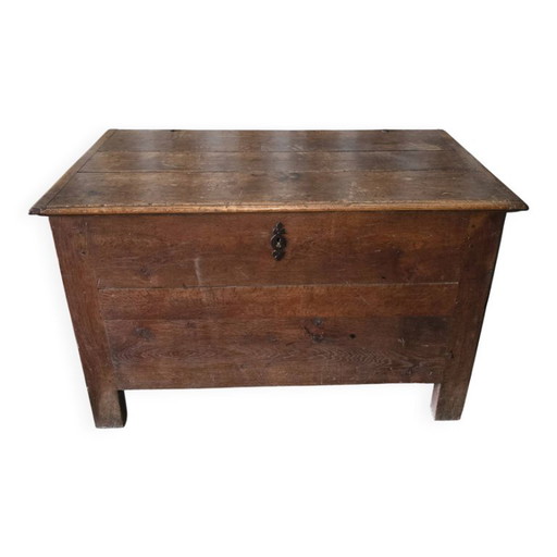 Antique Solid Wood Chest/Chest – Authentic Patina, Hinged Lid – kasten, Metal