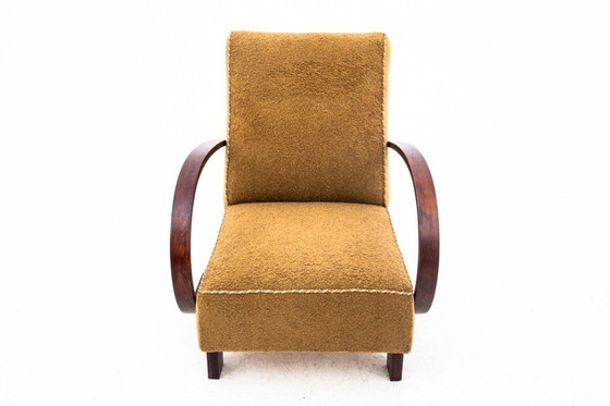 Image 1 of Yellow boucle armchairs by J. Halabala, Czechoslovakia, 1930s