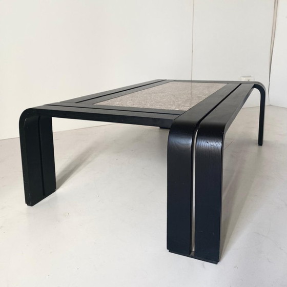 1x Italian Modern Sculptural Coffee Table with Granite Top & Bentwood Frame, 1980, Side tables, Marble, Grey (photo 5 of 11)