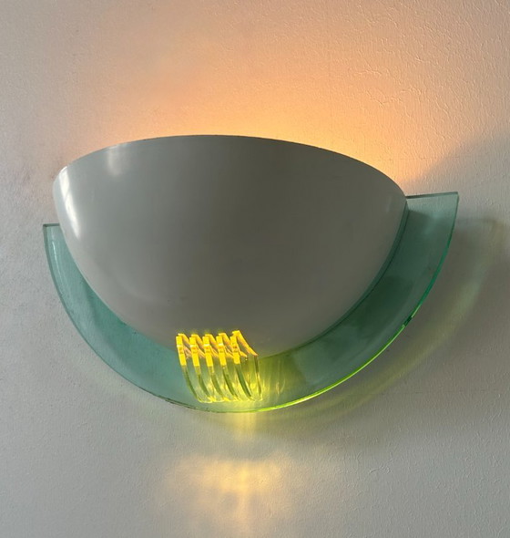 Image 1 of Coppia di applique postmoderniste in metallo bianco e perspex, Francia 1980