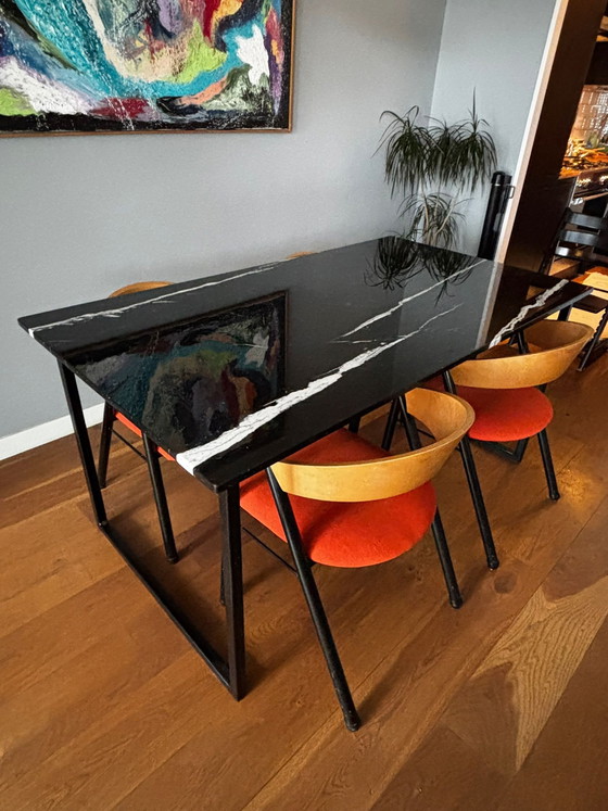 Image 1 of Marble table (160x90) with steal legs in great condition