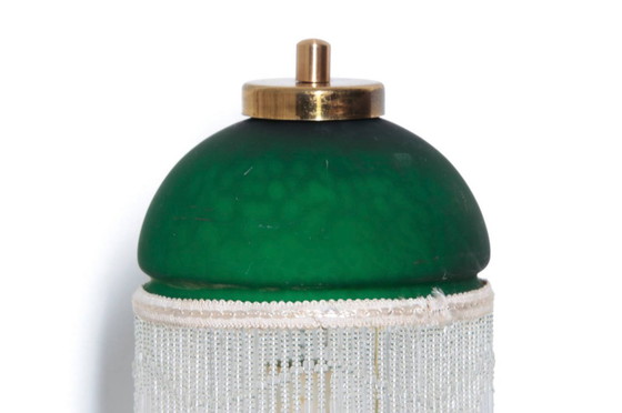 Image 1 of Table lamp with glass shade, glass beads, porcelain, 43cm, 1970s vintage