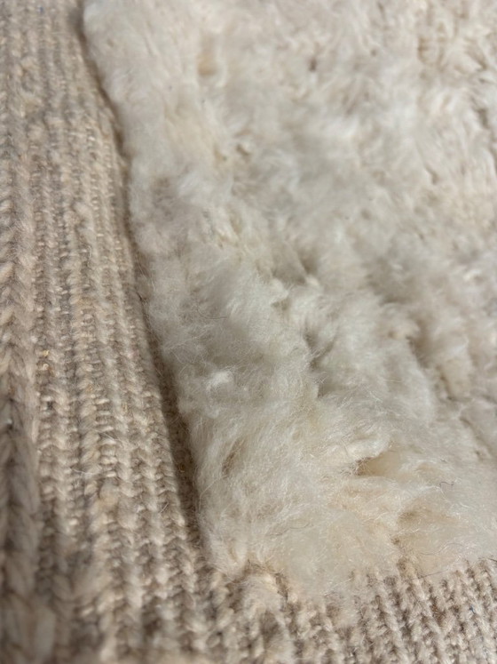 Image 1 of  Moroccan Rug Beni Ouarain Rug Made to Order Handmade Wool Rug Ivory White Shaggy Berber Rug Minimalist Boho Living Room Rug