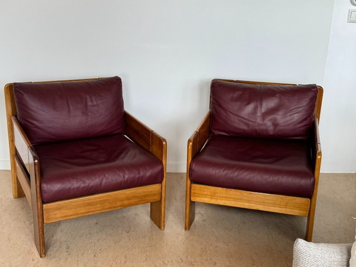 Fauteuils en cuir italien vintage - 1970
