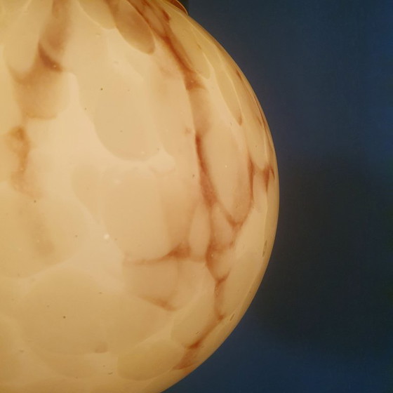 Antieke / Vintage Art Deco Oplaine Hanglamp - Gemarmerde Bol – Hanglampen, Metal (photo 13 of 16)