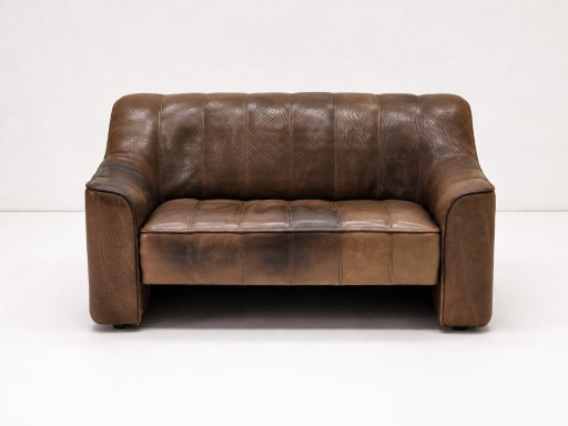 Canapé deux places DS 44 en cuir marron Buffalo de De Sede – 2 zitsbanken, Leather