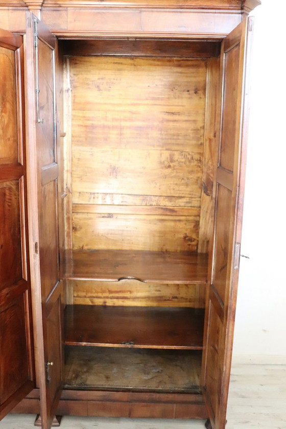 Image 1 of Large Wardrobe 4 Doors in Solid Walnut, Italy 19th Century