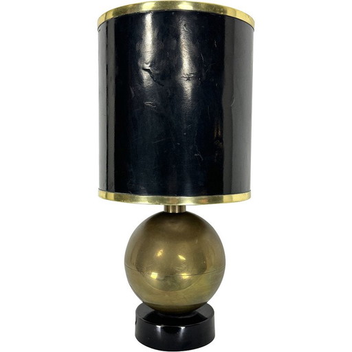 Lampada da tavolo vintage a sfera in ottone, Italia 1970