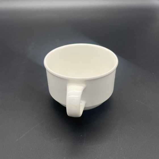 Villeroy & Boch Luxembourg, Tazza da caffè e piattino, Decorazione grafica blu, Stoviglie, Porcellana, Bianco (foto 2 di 9)