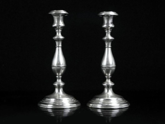 Verguld messing kandelaars van Henniger, 19e eeuw, set van 2 – Kandelaars en kaarsen, Metal, Brass (photo 9 of 9)