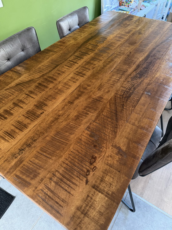 Image 1 of Mango wood dining table 180x90 cm - industrial - 5 cm thick top