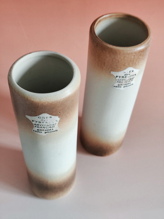 Vintage Pyrenees stoneware soliflore – set of 2 – 22 cm – Artisanat Français – Pyrenees soliflores (photo 3 of 8)