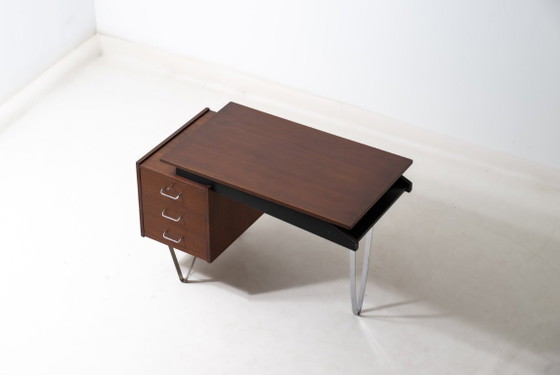 Floating minimalist hairpin desk by Nijkerk, 1950s – Wood (photo 5 of 10)