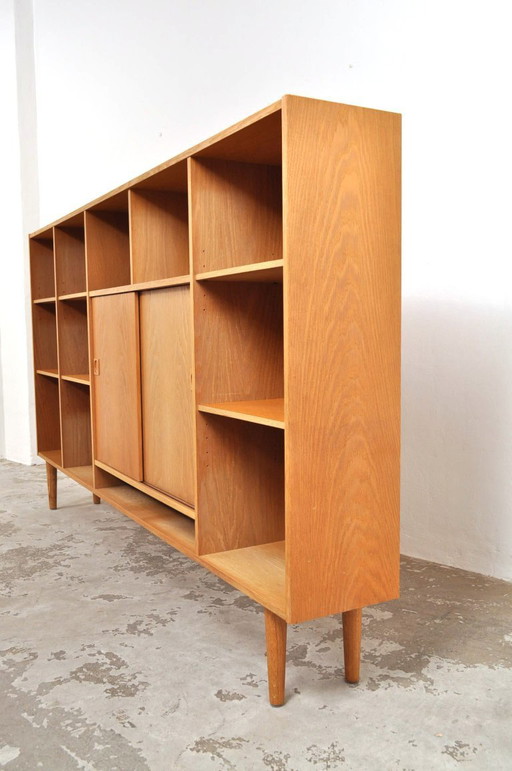 Vintage Danish open cabinet with sliding doors