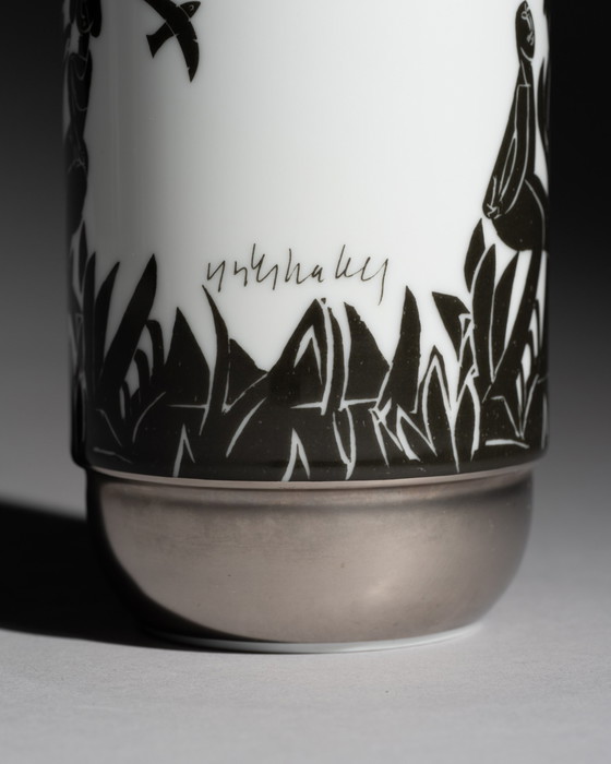 Image 1 of Artist HAP Grieshaber x Rosenthal “Pastorale” Vase Form “Duo” by Ambrogio Pozzi