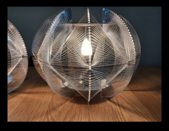 Image 1 of Set aus 2 Muno 'The Wire' Wand-/Tischlampen – Space Age (Paul Secon Stil)