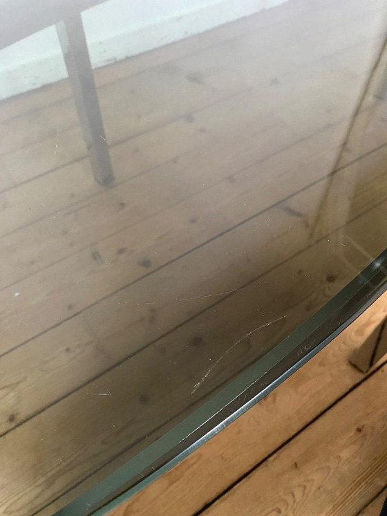 Image 1 of Italian design oval coffee table structure in chrome and smoked glass