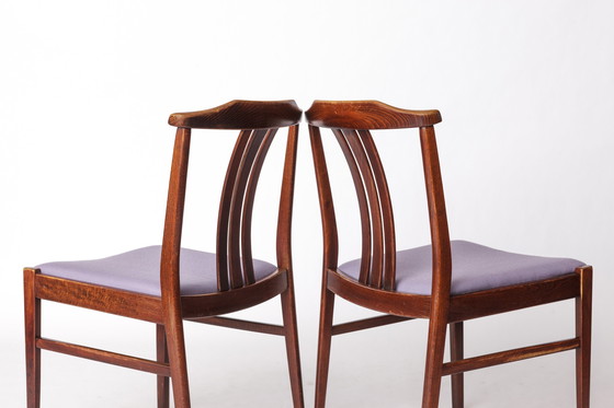 Image 1 of Paire de chaises suédoises vintage par LBG Group - 1970 Bois de hêtre et tapisserie violette