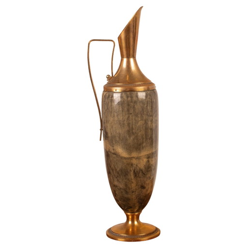 Thermos Macabo en parchemin gris et laiton Cusano Milanino, Italie 1960