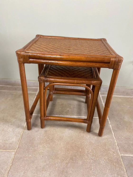 Nest of tables in rattan – Side tables, Wicker, Vintage (photo 17 of 19)