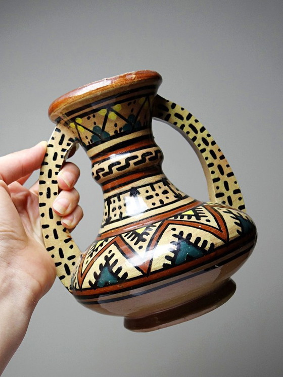 Image 1 of Small ceramic vase with handles from Safi, signed, Morocco, 1960s-1980s